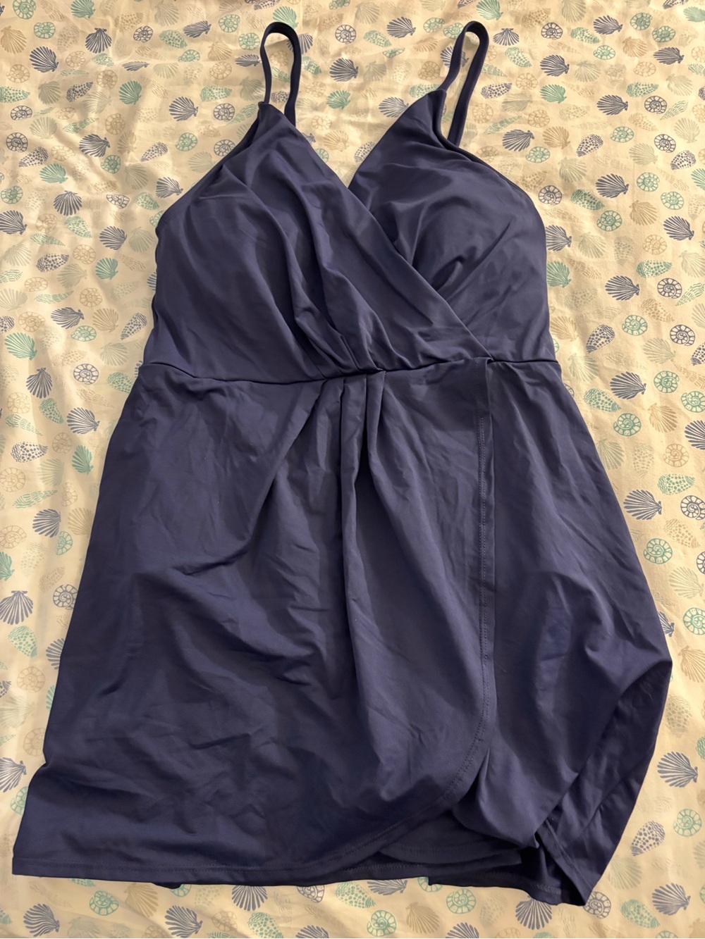 Lands' End Navy Blue Swimdress with Adjustable Straps